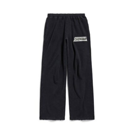 Men's Masking Tape Baggy Pants in Faded Black