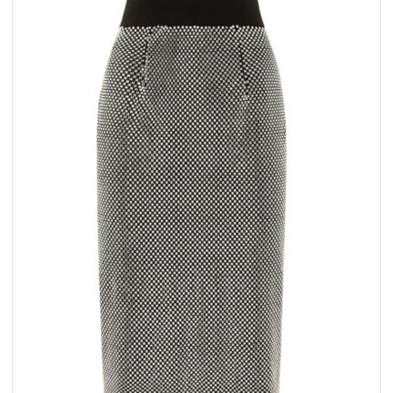 Calf-length crystal mesh skirt