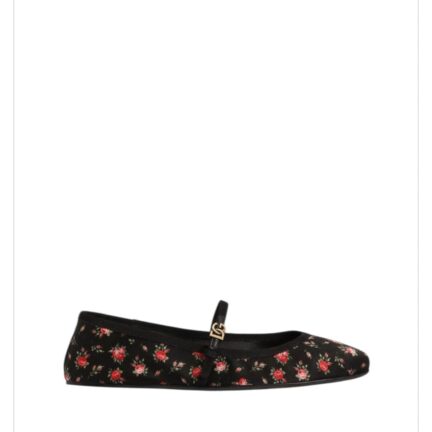 Satin ballet flats with little roses print