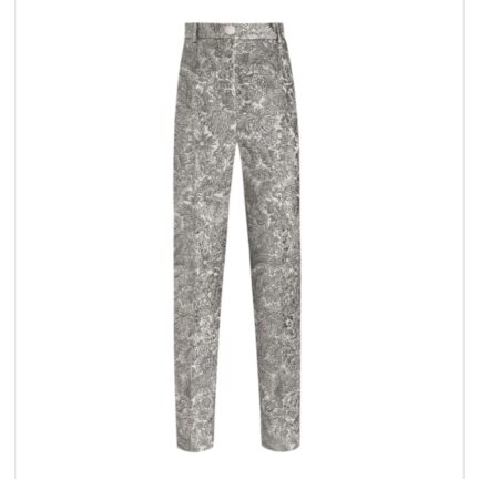 Floral jacquard trousers
