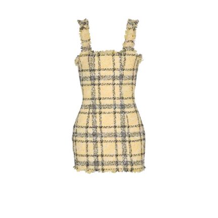 Short strappy dress in glitter tweed