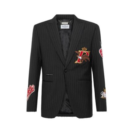 Straight Regular Fit Blazer Beers Patches