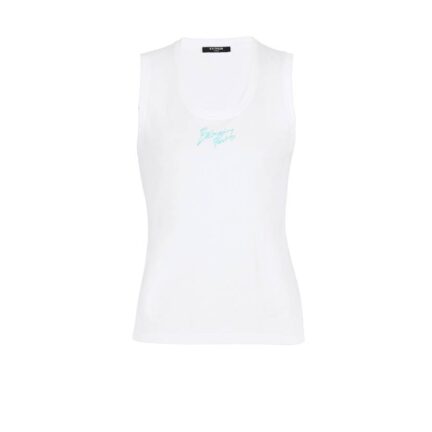 Relaxed tank top with Balmain Paris Brush print