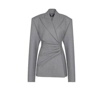 Short jacket dress in draped wool