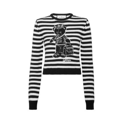 Striped Round Neck Pullover Teddy