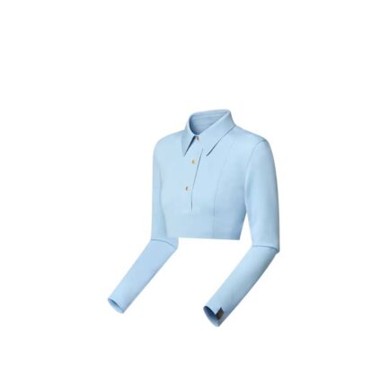 Cropped Long-Sleeved Polo Top