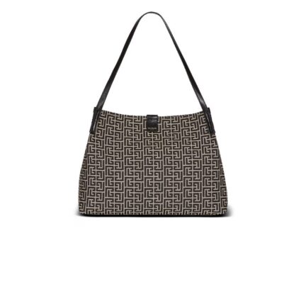 Medium Release Shopper bag in monogram jacquard and calfskin leather