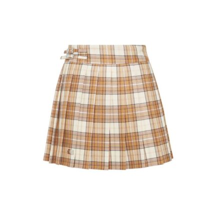 Checked Pleated Mini Skirt Flame