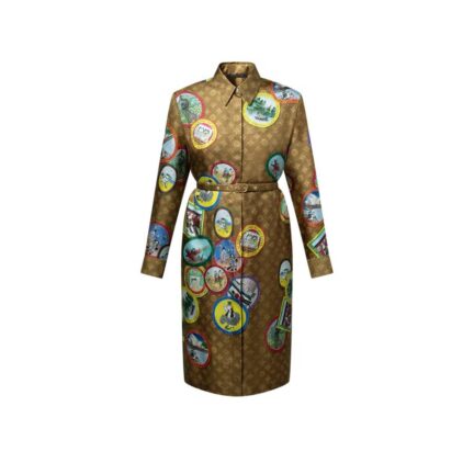 Cat Stamp Monogram Shirt Dress