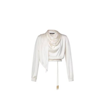 Scarf Collar Long-Sleeved Top