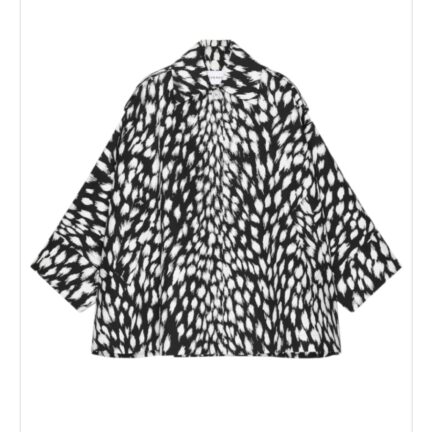 Cocoon short trench in cotton with animal print