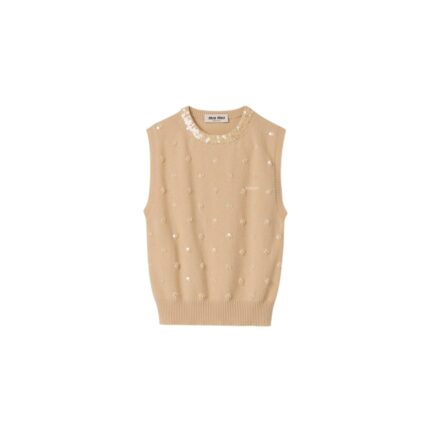 Embroidered cashmere vest