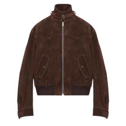 Men's Suede Blouson in Dark Brown
