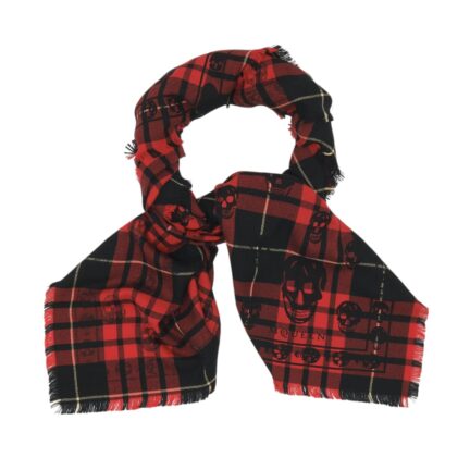 Men's Tartan Skull Scarf in Red/Black