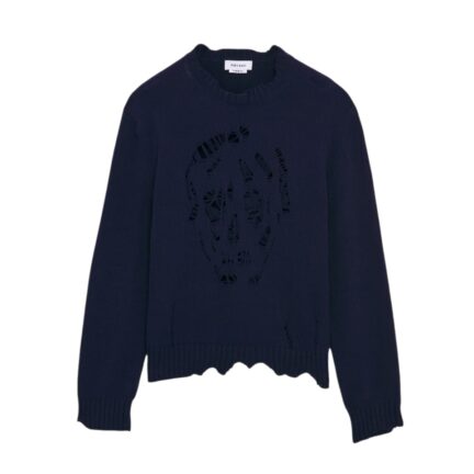 Men's Distressed Skull Jumper in Navy