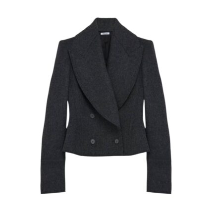 Women's Wool Felt Double-breasted Coat in Grey Melange