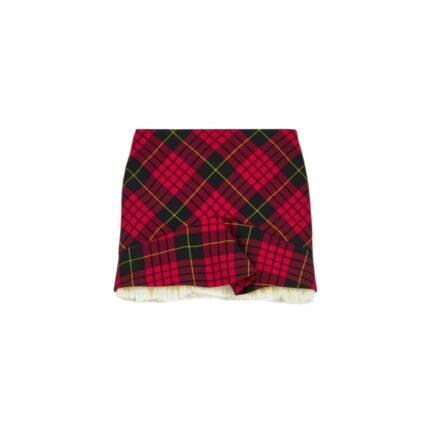 Women's MacQueen' Tartan Kickback Mini Skirt in Red/Black/Yellow