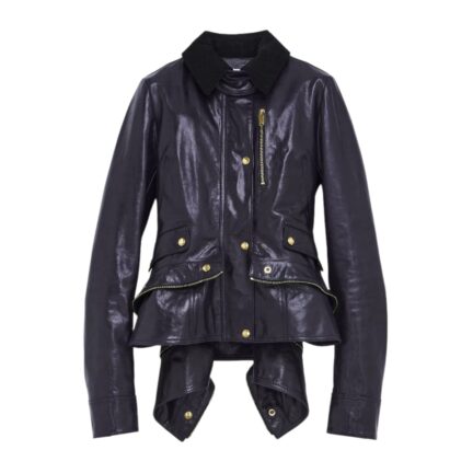 Women's Leather Kickback Jacket in Midnight Blue