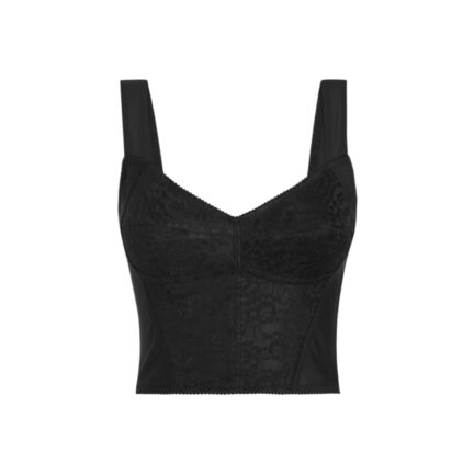 Shaper corset bustier top in jacquard and lace