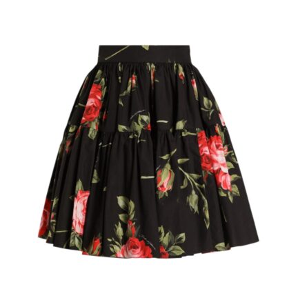 Rose bouquet-print short skirt