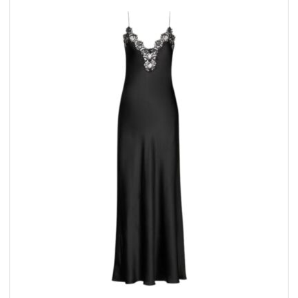 slip dress in silk satin and lace