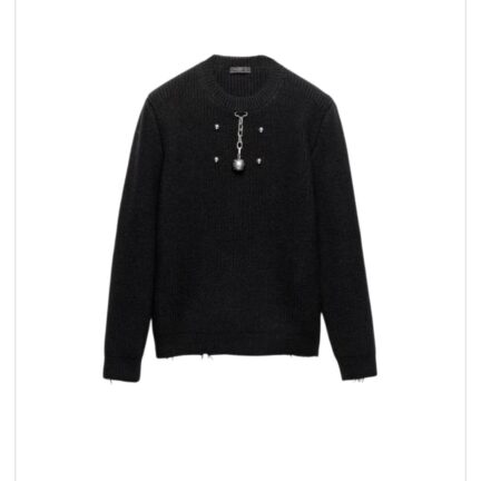 Wool crew-neck sweater with pendant