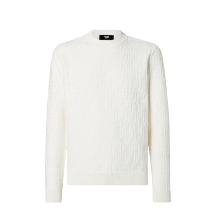 Pullover White FF cotton jumper