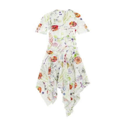 Women's Meadow Floral Asymmetric Dress in Ivory