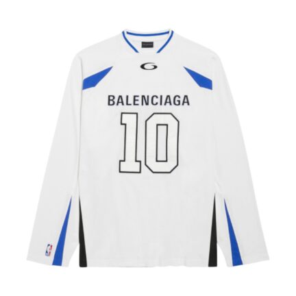Men's Balenciaga | Nba Collaboration Oversized Long Sleeve T-shirt in White/multicolor