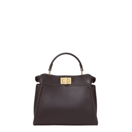Peekaboo Mini Dark brown leather bag with threading