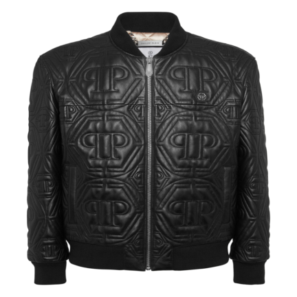 Embossed Leather Bomber Monogram