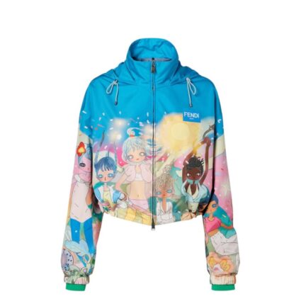 Fantastic Fendi Future Windbreaker Turquoise and green printed nylon windbreaker