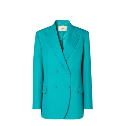 Jacket Turquoise wool grain de poudre blazer