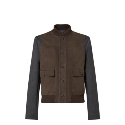 Blouson Cashmere and brown suede bomber