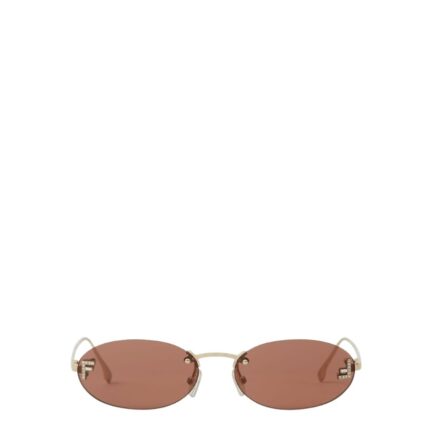 Fendi First Crystal Gold metal sunglasses with sienna brown lenses
