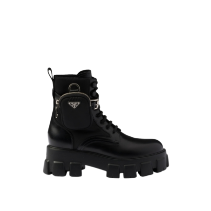 Monolith leather and Re-Nylon combat boots with pouch